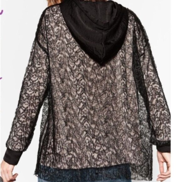 Zara Black Lace Long Sleeve Hoodie (One Size / S-M) - Picture 4 of 4